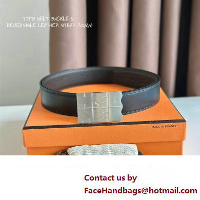Hermes Typo belt buckle & Reversible leather strap 32 mm 02 2023
